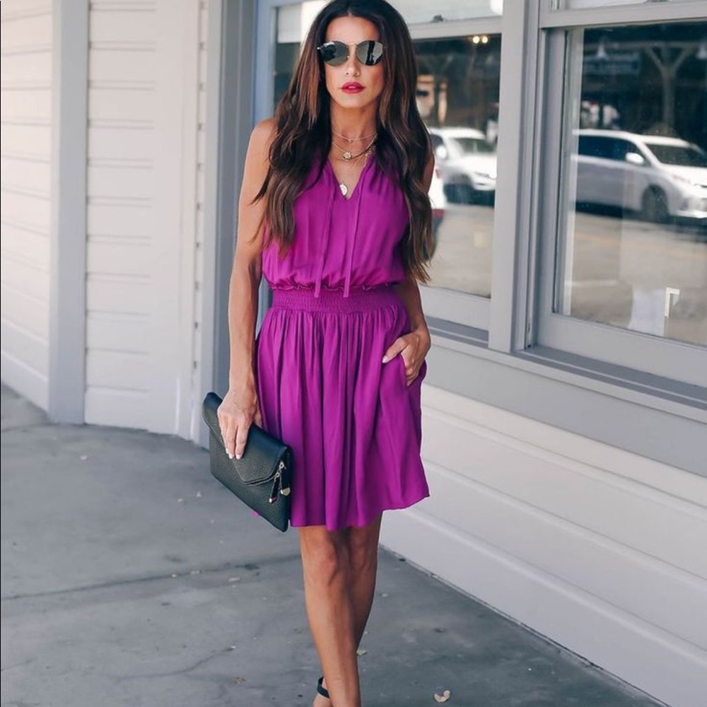 Plum smocked waist dress